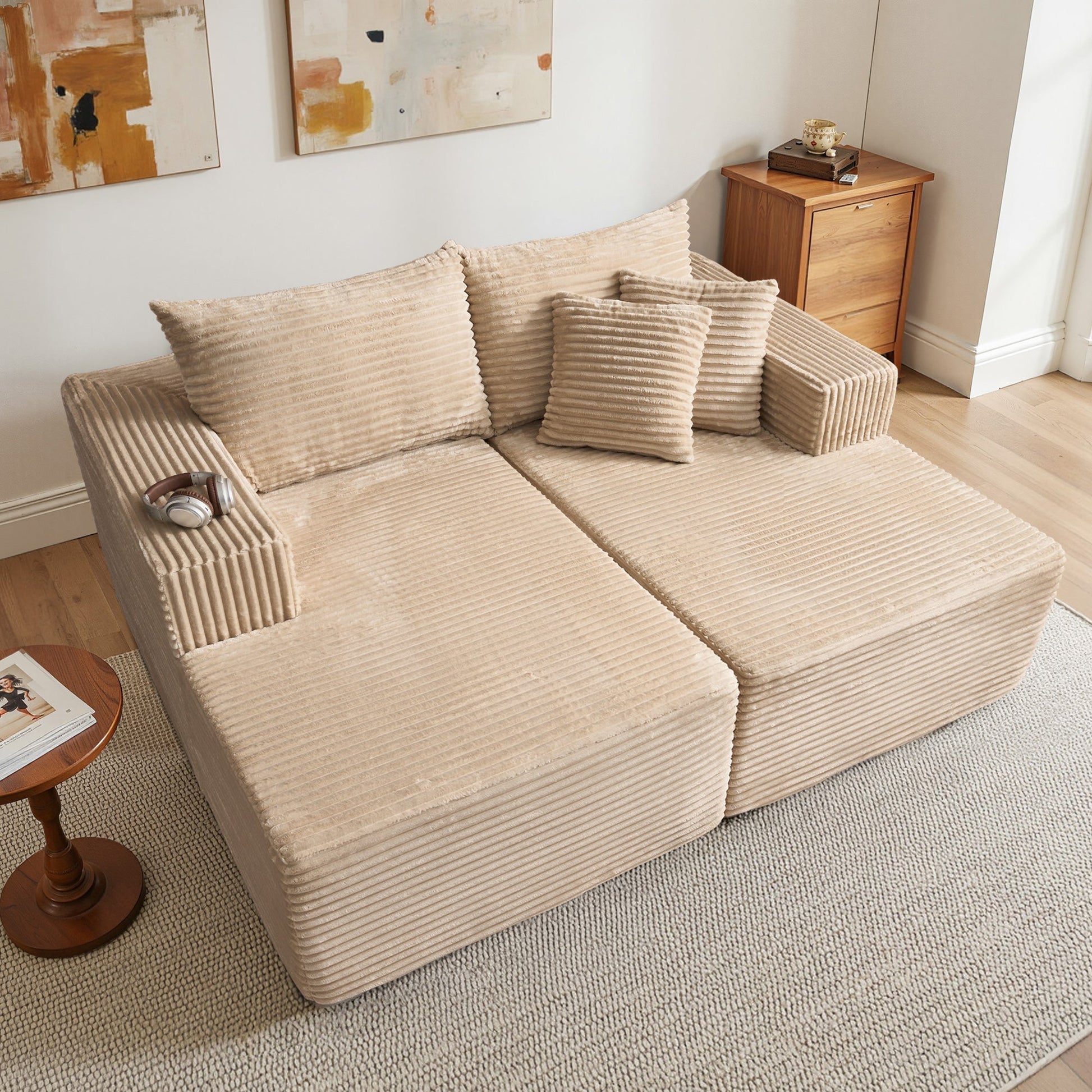 OVIOS 81" Boneless Sofa, Sleeper Couch, No Assembly Required