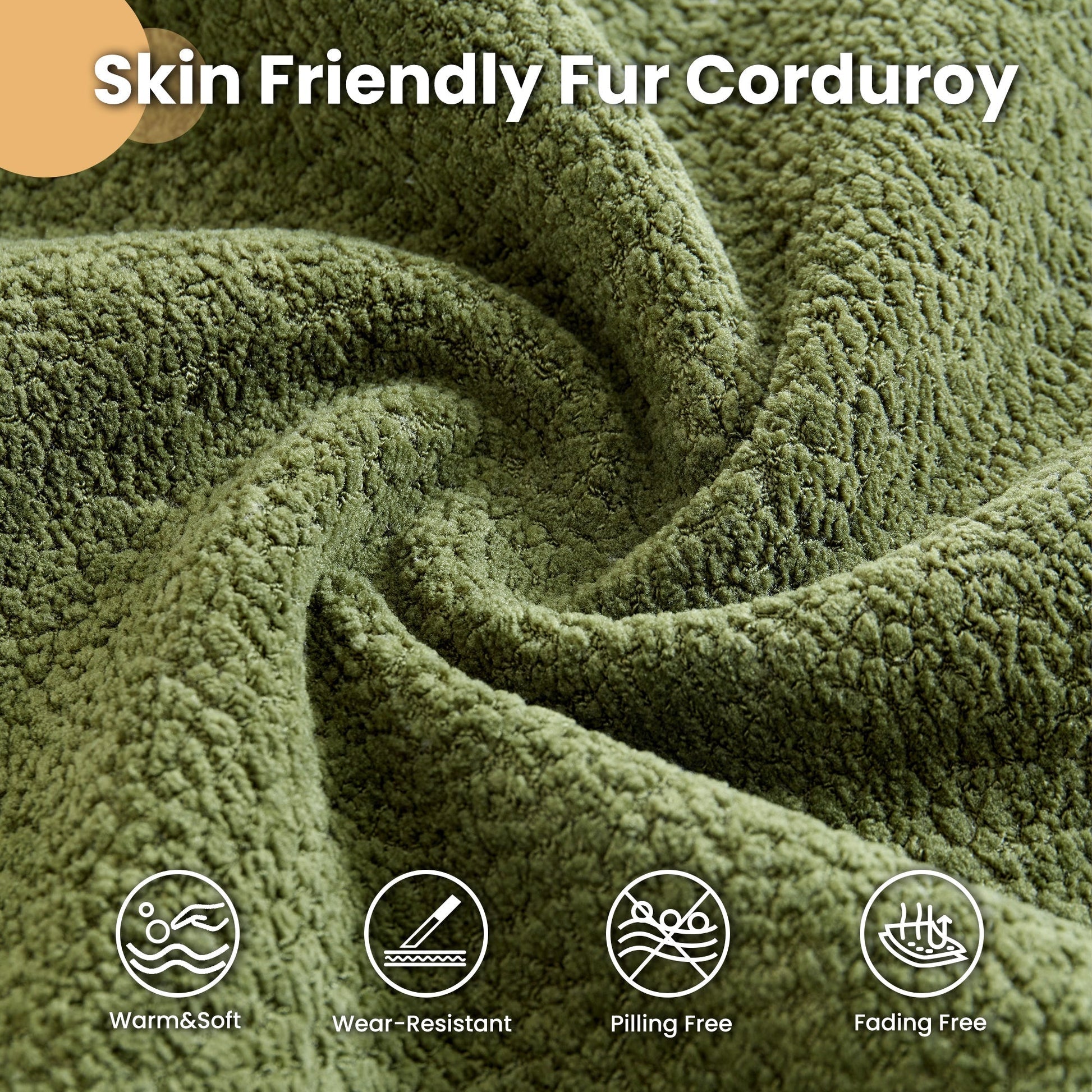 OVIOS 59" O-Shape Modular Couch, Plush Corduroy Fabric, No Assembly Required