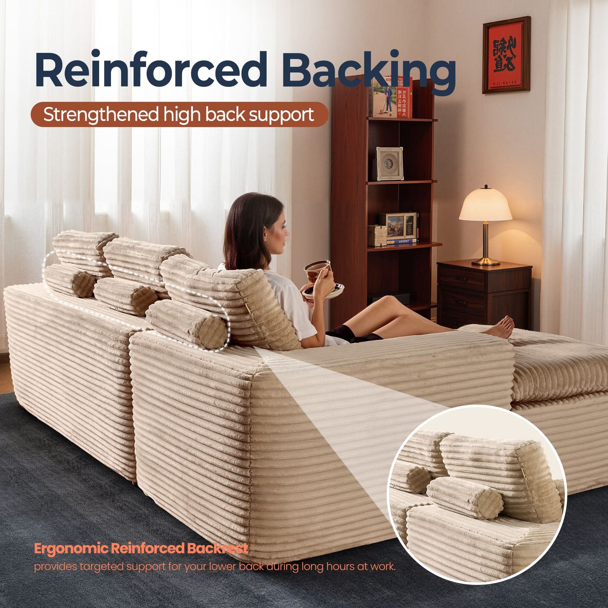 OVIOS 105" Modular Sectional Sofa with Chaise,Deep Seat Cloud Couch, Modern L-Shape