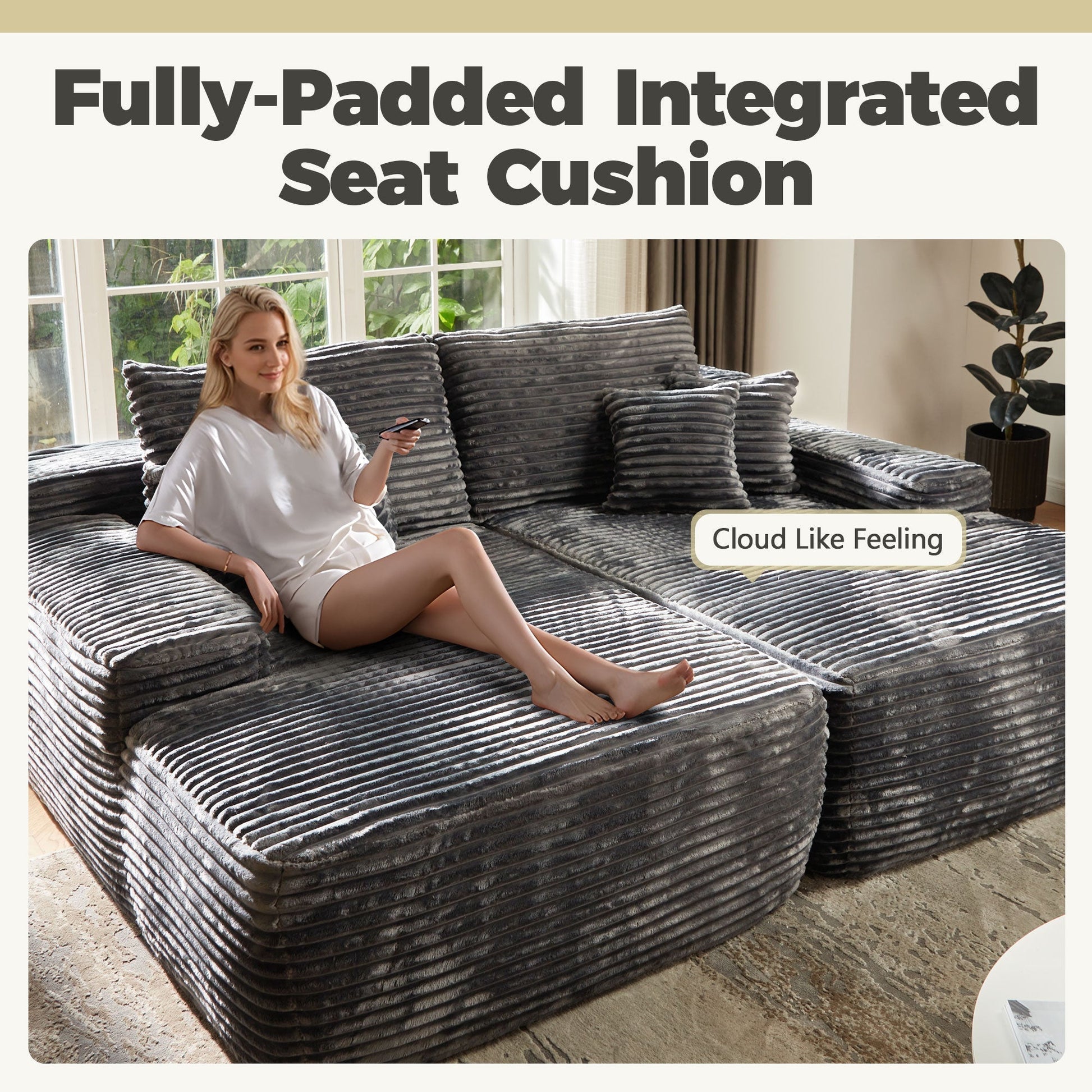 OVIOS 81" Boneless Sofa, Sleeper Couch, No Assembly Required